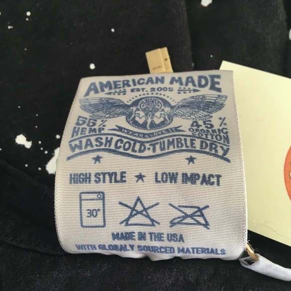 NWT Jungmaven hemp tee Black splatter paint Baja long sleeve tee size M - Picture 3 of 10